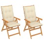 Garden chairs 2 pcs solid teak wood with cream cushions by vidaXL, Garden chairs - Ref: Foro24-3062393, Price: 247,19 €, Disc...