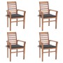 Dining chairs 4 units teak wood with anthracite gray cushions by vidaXL, Garden chairs - Ref: Foro24-3062622, Price: 396,43 €...