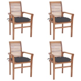 Dining chairs 4 pcs teak wood with anthracite gray cushions by vidaXL, Garden chairs - Ref: Foro24-3062637, Price: 389,56 €, ...