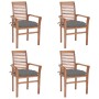 Dining chairs 4 pcs solid teak wood with gray cushions by vidaXL, Garden chairs - Ref: Foro24-3062638, Price: 389,56 €, Disco...