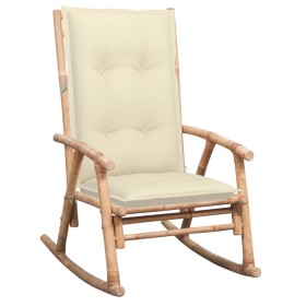 Silla mecedora con cojín bambú de vidaXL, Sillas de jardín - Ref: Foro24-3063920, Precio: 150,99 €, Descuento: %