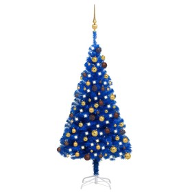 Pre-lit Christmas tree with blue lights and ornaments 120 cm by vidaXL, Christmas trees - Ref: Foro24-3077507, Price: 55,87 €...