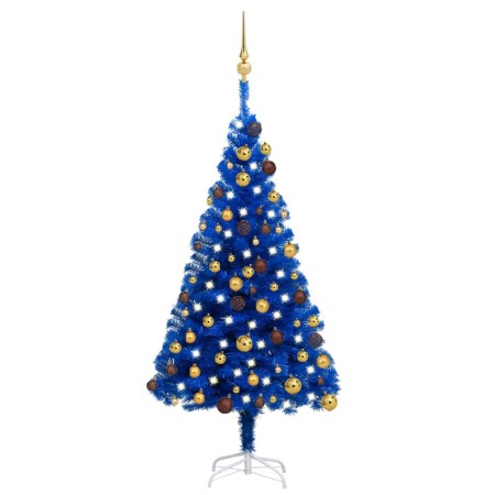 Pre-lit Christmas tree with blue lights and ornaments 120 cm by vidaXL, Christmas trees - Ref: Foro24-3077507, Price: 55,84 €...