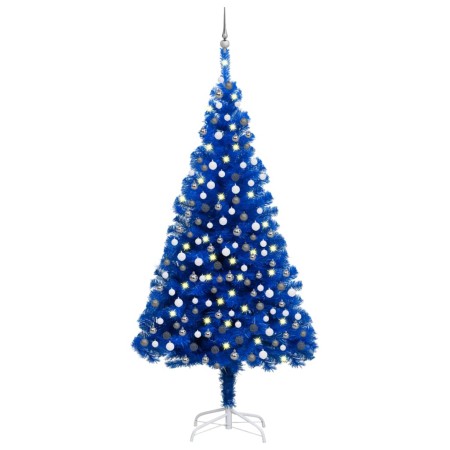 Árbol de Navidad preiluminado con luces y bolas azul 240 cm de vidaXL, Arboles de navidad - Ref: Foro24-3077683, Precio: 90,9...