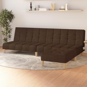 2-seater sofa bed with footrest in brown fabric by vidaXL, Sofas - Ref: Foro24-3080538, Price: 243,99 €, Discount: %