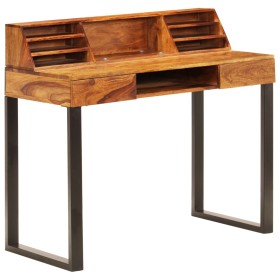 Escritorio de madera maciza de sheesham y acero 110x50x94 cm de vidaXL, Escritorios - Ref: Foro24-247964, Precio: 371,99 €, D...