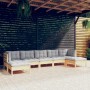 7-piece garden furniture set with gray pine wood cushions by vidaXL, Garden sets - Ref: Foro24-3097090, Price: 511,59 €, Disc...