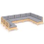 Set mit 9 Gartenmöbeln und Kissen aus massivem Zirbenholz von vidaXL, Gartensets - Ref: Foro24-3097174, Preis: 772,61 €, Raba...