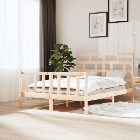 Estructura de cama de madera maciza de pino 140x200 cm de vidaXL, Camas y somieres - Ref: Foro24-3101348, Precio: 126,94 €, D...