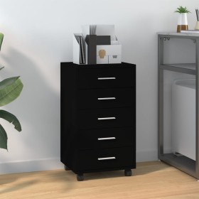 Black plywood chest of drawers with wheels by vidaXL, Lockers and storage cabinets - Ref: Foro24-342671, Price: 116,09 €, Dis...