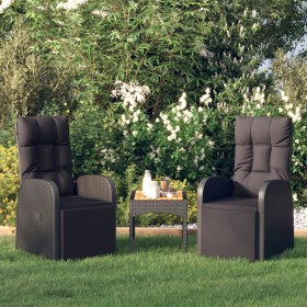 Reclining garden armchairs with cushions 2 pcs black PE rattan by vidaXL, Garden chairs - Ref: Foro24-319544, Price: 307,85 €...