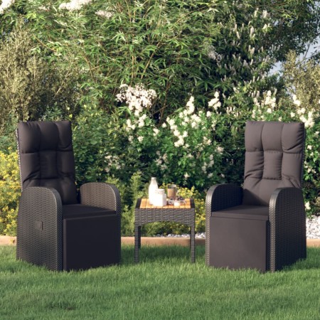 Reclining garden armchairs with cushions 2 pcs black PE rattan by vidaXL, Garden chairs - Ref: Foro24-319544, Price: 308,14 €...