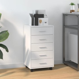 Glossy white plywood chest of drawers with wheels by vidaXL, Lockers and storage cabinets - Ref: Foro24-342673, Price: 91,83 ...