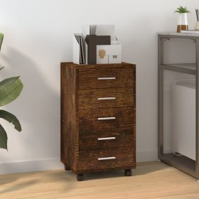 Smoked oak plywood chest of drawers with wheels by vidaXL, Lockers and storage cabinets - Ref: Foro24-342674, Price: 80,03 €,...