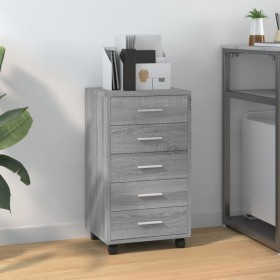 Drawer unit with wheels in gray Sonoma plywood. by vidaXL, Lockers and storage cabinets - Ref: Foro24-342675, Price: 92,47 €,...