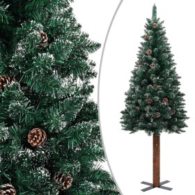 Árbol de Navidad delgado madera auténtica y piñas PVC 150 cm de vidaXL, Arboles de navidad - Ref: Foro24-320960, Precio: 57,9...