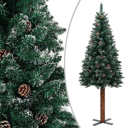 Árbol de Navidad estrecho con madera real y nieve 180 cm verde de vidaXL, Arboles de navidad - Ref: Foro24-320961, Precio: 75...