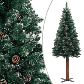 Narrow Christmas tree with real wood and snow 210 cm green by vidaXL, Christmas trees - Ref: Foro24-320962, Price: 76,57 €, D...