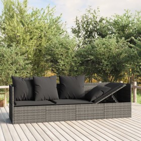 Garden lounger sofa with gray synthetic rattan cushions by vidaXL, Loungers - Ref: Foro24-319564, Price: 300,29 €, Discount: %