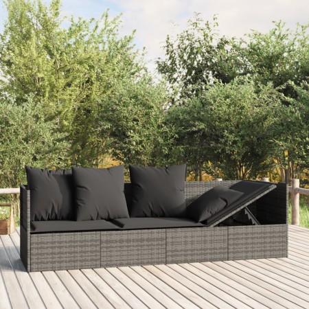 Garden lounger sofa with gray synthetic rattan cushions by vidaXL, Loungers - Ref: Foro24-319564, Price: 300,62 €, Discount: %