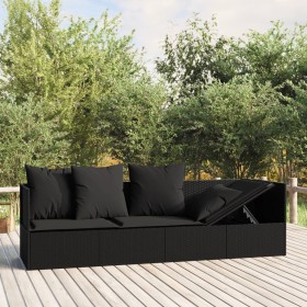 Gartenliegesofa mit schwarzen synthetischen Rattankissen von vidaXL, Liegen - Ref: Foro24-319565, Preis: 216,70 €, Rabatt: %