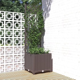 Jardinera con enrejado PP marrón 40x40x136 cm de vidaXL, Maceteros y jardineras - Ref: Foro24-318259, Precio: 44,58 €, Descue...