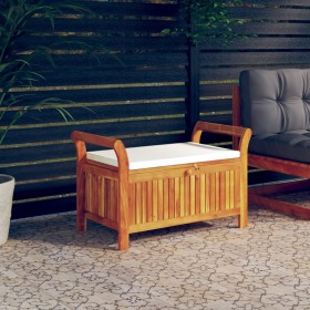 Garden storage bench with cushion solid acacia wood 91 cm by vidaXL, garden benches - Ref: Foro24-319714, Price: 140,49 €, Di...