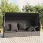 Gartenliegesofa mit Markise Kissen aus synthetischem Rattan in Grau von vidaXL, Liegen - Ref: Foro24-319568, Preis: 255,31 €,...