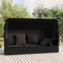 Sofá tumbona de jardín con toldo cojines ratán sintético negro de vidaXL, Tumbonas - Ref: Foro24-319569, Precio: 244,92 €, De...