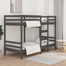 Solid gray pine wood bunk bed 90x190 cm by vidaXL, Beds and slatted bases - Ref: Foro24-3139841, Price: 334,99 €, Discount: %