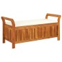 Banco almacenaje jardín con cojín madera maciza de acacia 126cm de vidaXL, Bancos de jardín - Ref: Foro24-319715, Precio: 192...