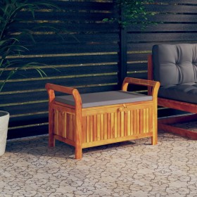 Banco almacenaje jardín con cojín madera maciza de acacia 91 cm de vidaXL, Bancos de jardín - Ref: Foro24-319716, Precio: 147...