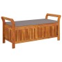 Banco almacenaje jardín con cojín madera maciza de acacia 126cm de vidaXL, Bancos de jardín - Ref: Foro24-319717, Precio: 191...