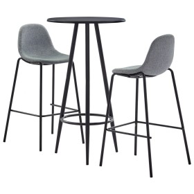 High table and stools set 3 pieces light gray fabric by vidaXL, Furniture sets for kitchens and dining rooms - Ref: Foro24-27...