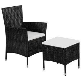 Garden chairs and stool with black synthetic rattan cushions by vidaXL, Garden chairs - Ref: Foro24-44091, Price: 92,99 €, Di...