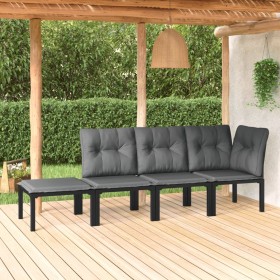 Gartenmöbel-Set 4-teilig aus schwarzem und grauem synthetischem Rattan von vidaXL, Modulare Sofas für den Außenbereich - Ref:...