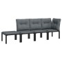 Set de muebles de jardín 4 piezas ratán sintético negro y gris de vidaXL, Sofás modulares de exterior - Ref: Foro24-362805, P...