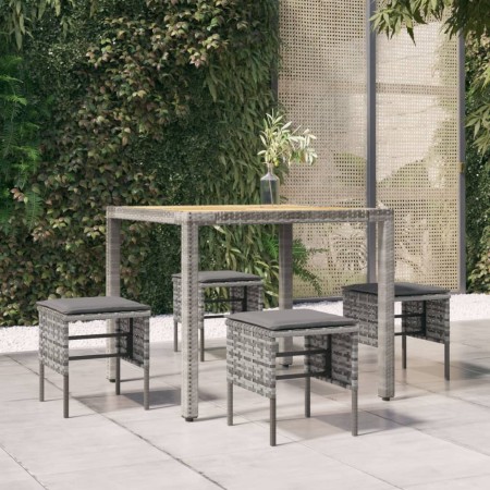 Gartenhocker 4-teilig mit grauen synthetischen Rattankissen von vidaXL, Modulare Sofas für den Außenbereich - Ref: Foro24-362...