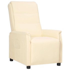 Cream Faux Leather Recliner by vidaXL, Armchairs - Ref: Foro24-338945, Price: 163,59 €, Discount: %