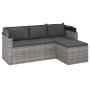 3-Sitzer-Gartensofa mit Markise und grauem synthetischem Rattanhocker von vidaXL, Outdoor-Sofas - Ref: Foro24-362335, Preis: ...