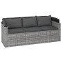 3-Sitzer-Gartensofa mit Markise und grauem synthetischem Rattanhocker von vidaXL, Outdoor-Sofas - Ref: Foro24-362335, Preis: ...