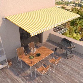 Toldo retráctil automático amarillo y blanco 600x350 cm de vidaXL, Toldos - Ref: Foro24-3069048, Precio: 803,99 €, Descuento: %