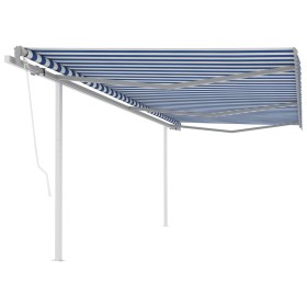 Toldo retráctil automático con postes azul y blanco 6x3,5 m de vidaXL, Toldos - Ref: Foro24-3070086, Precio: 882,99 €, Descue...