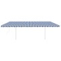 Toldo retráctil automático con postes azul y blanco 6x3,5 m de vidaXL, Toldos - Ref: Foro24-3070086, Precio: 886,76 €, Descue...