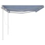 Toldo retráctil automático con postes azul y blanco 6x3,5 m de vidaXL, Toldos - Ref: Foro24-3070086, Precio: 886,76 €, Descue...