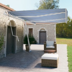 Automatic blue and white freestanding awning 600x350 cm by vidaXL, Awnings - Ref: Foro24-3069686, Price: 877,99 €, Discount: %