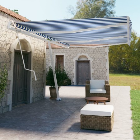 Automatic blue and white freestanding awning 600x350 cm by vidaXL, Awnings - Ref: Foro24-3069686, Price: 881,30 €, Discount: %