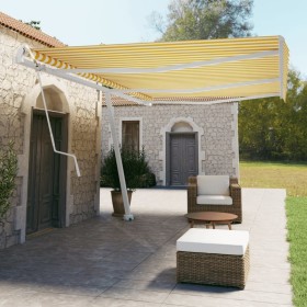 Toldo de pie automático amarillo y blanco 600x350 cm de vidaXL, Toldos - Ref: Foro24-3069688, Precio: 882,28 €, Descuento: %