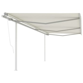 Toldo retráctil automático con postes crema 6x3,5 m de vidaXL, Toldos - Ref: Foro24-3070087, Precio: 883,99 €, Descuento: %