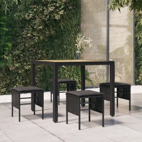 Gartenhocker 4-teilig mit schwarzen synthetischen Rattankissen von vidaXL, Modulare Sofas für den Außenbereich - Ref: Foro24-...